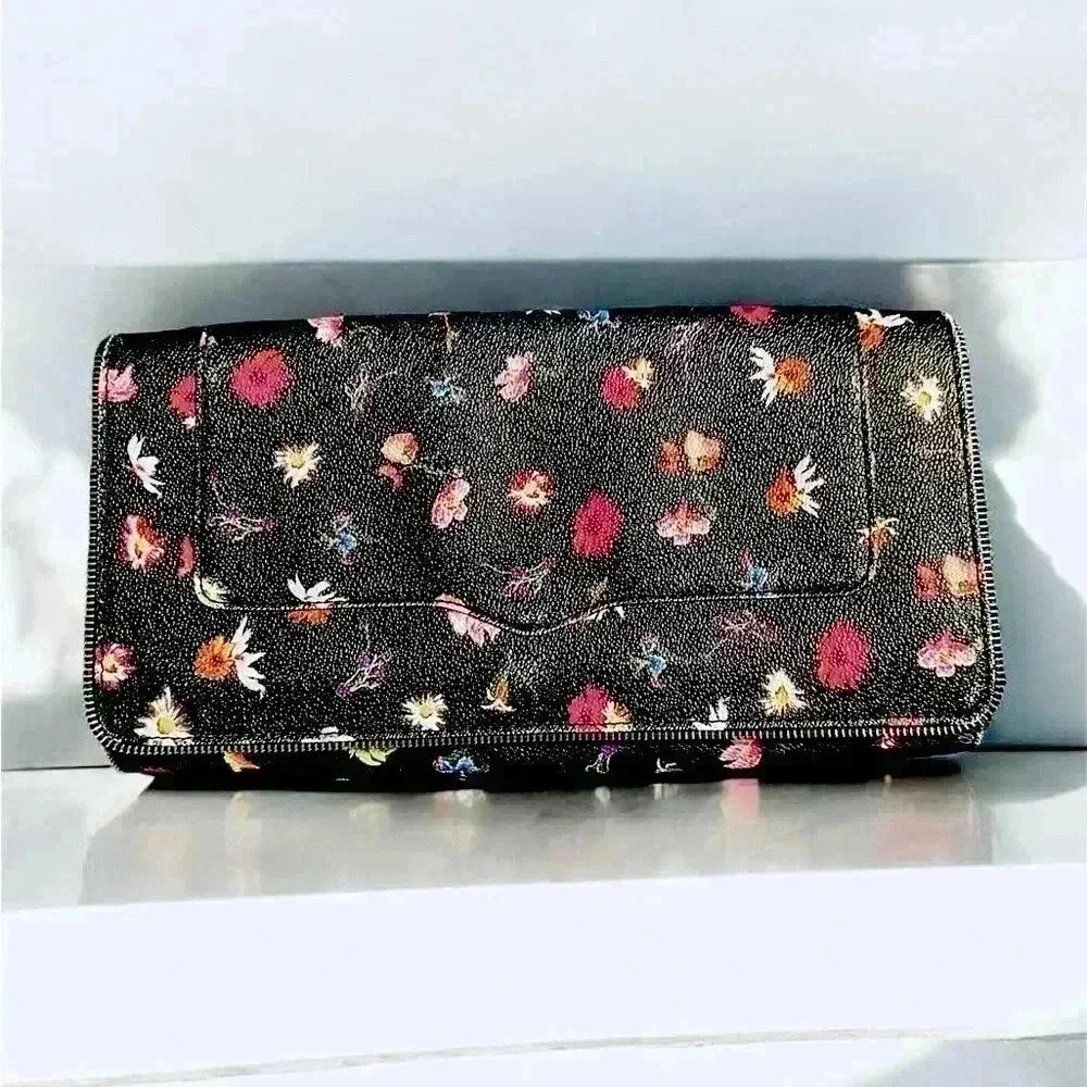 Rebecca Minkoff Black Floral Print Amorous Clutch